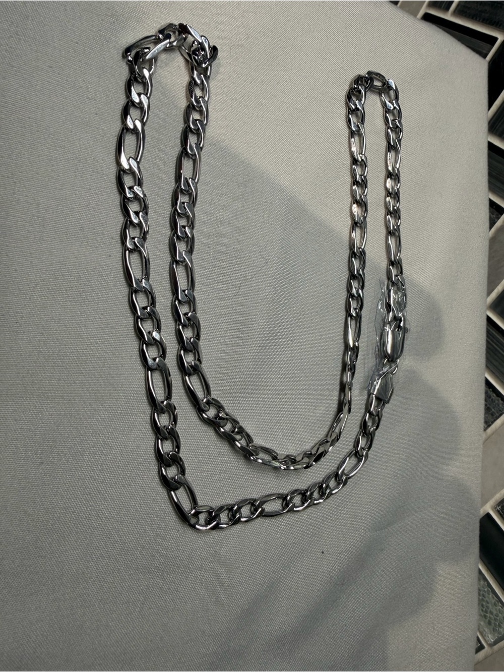 14kt white gold filled 22” figaro link necklace 20.5g 5.8 mm